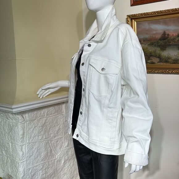 Joe Fresh White Denim Jacket Plus Size 3X - Picture 7 of 9